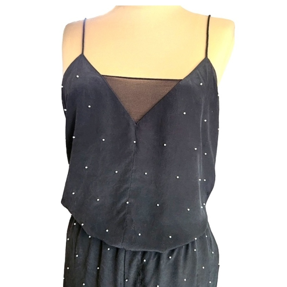 CLUB MONACO Lana hand beaded pearled silk jumpsuit with spaghetti straps size 00
